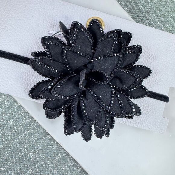 New! Free People Elegant Black Floral Choker Necklace - Picture 1 of 11